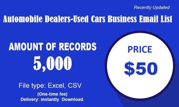 Automobile Dealers-Used Cars Email Activer Data