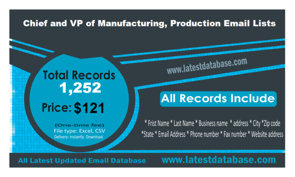 Chief and VP of Manufacturing, Production Email Activer Datas