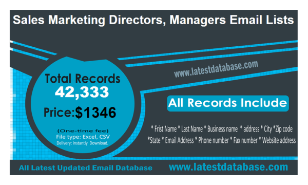 Sales Marketing Directors, Managers Email Activer Datas