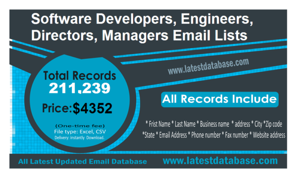 Software Developers, Engineers, Directors, Managers Email Activer Datas